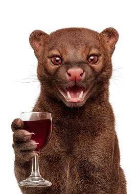 Jaguarundi with Wine Glass
