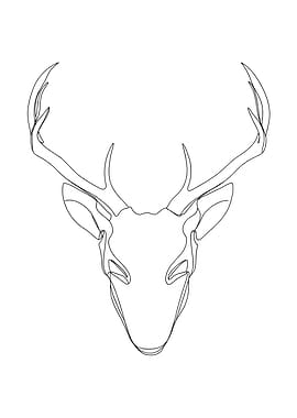 Deer Head Minimalist Line Art