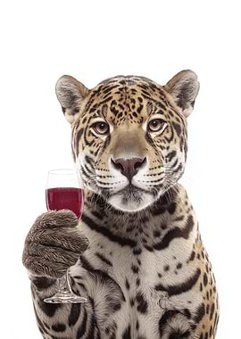 Jaguar with Wine Glass