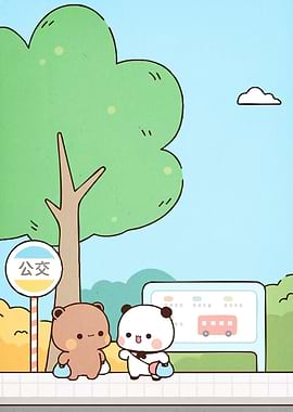 Cartoon Bears Bus Stop