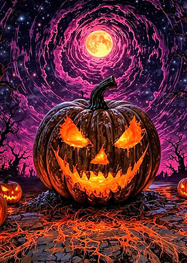 Halloween Pumpkin Glowing Moon