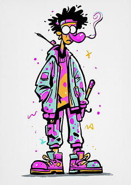 Cartoon Character with Colorful Outfit