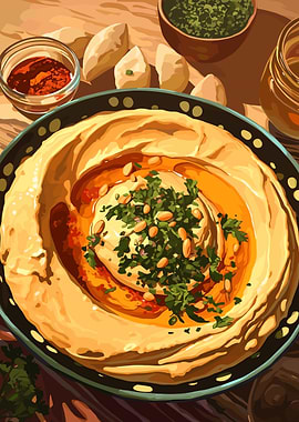 Hummus Bowl with Toppings and Sides