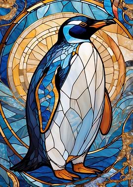 Stained Glass Penguin Art