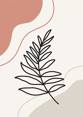 Minimalist Leaf Art with Abstract Shapes