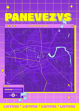 Panevezys Map Art - Lithuania