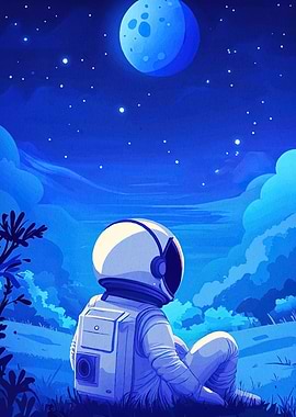 Astronaut Gazing Moon