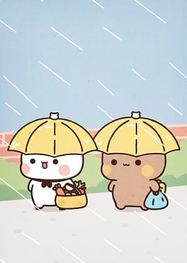 Cute characters rain