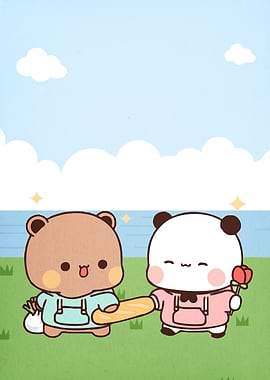 Cute Bear and Panda Picnic