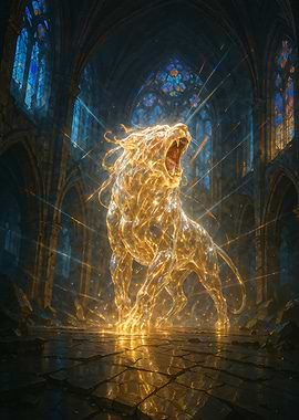 Golden Lion in Gothic Cathedral