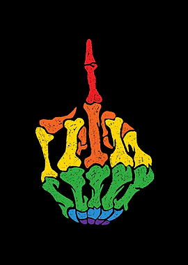 Rainbow Skeleton Hand Middle Finger