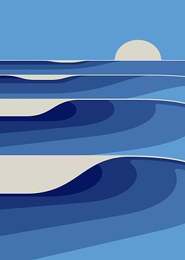 Abstract Ocean Waves and Sun