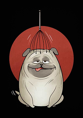 Relaxed Pug with Head Massager