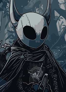 Hollow Knight character in forest setting