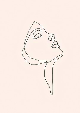 Minimalist Woman Face Line Art