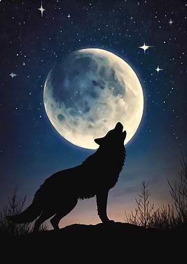 Wolf Howling at the Moon