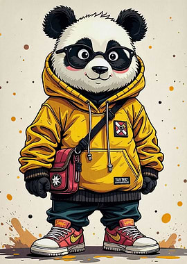 Stylish Panda in Hoodie and Sneakers