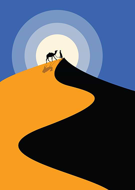 Desert Silhouette with Camel and Rider