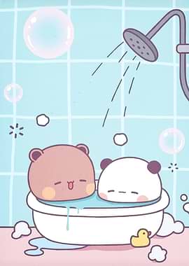 Cute Bears Taking Bath