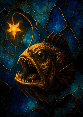Abstract Fantasy #106 - Anglerfish in Deep Blue Sea