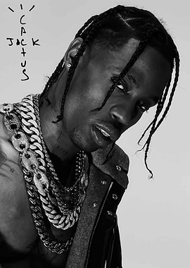 Travis Scott Black and White Portrait