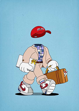 Cartoon Invisible Man with Suitcase