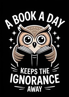 Owl Reading Book Illustration