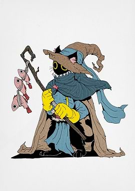 Cat Wizard with Fish Staff