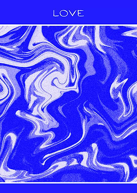 Blue and White Love Abstract