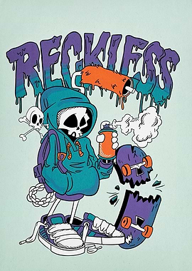 Reckless Skeleton Graffiti Art