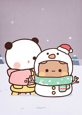 Panda Bear Winter Scene