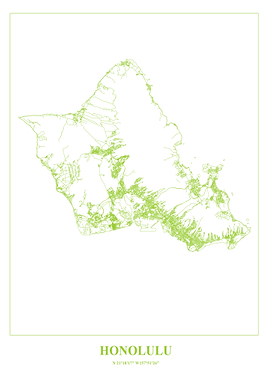 Honolulu Map - Green Line Art