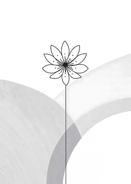 Minimalist Flower Bloom Line Art