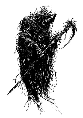 Grim Reaper Black and White Illustration