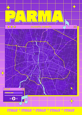 Parma Italy Map Retro Aesthetic