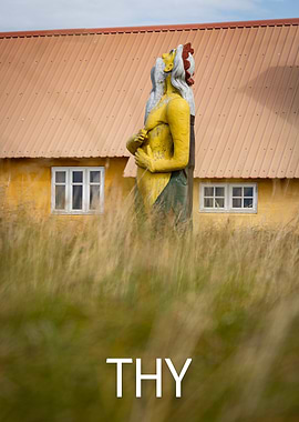 King Neptune in front of a summer house