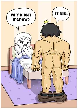 Humorous Cartoon: Man's Growth