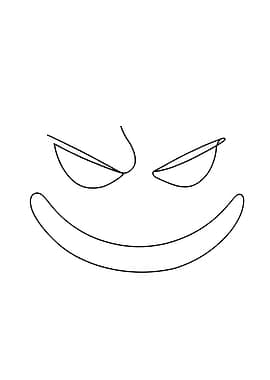 Minimalist Anime Evil Smile Face Line Art