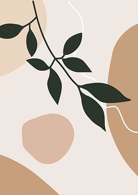 Abstract Botanical Art with Neutral Colors