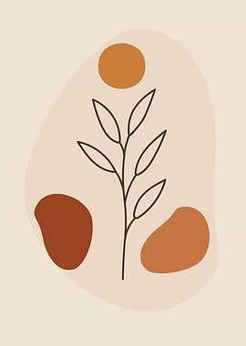 Minimalist Plant Art with Abstract Shapes