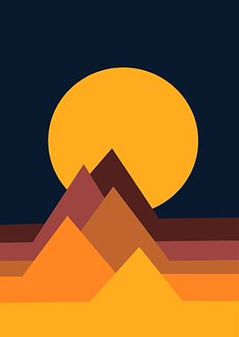 Minimalist Mountain Landscape with Moon