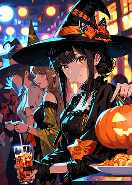 Anime Halloween Party with Witches