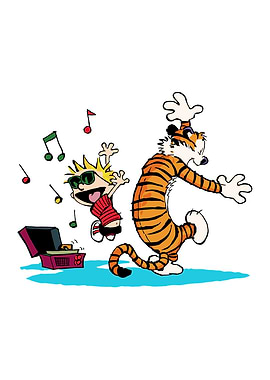 Calvin and Hobbes Dancing to Music