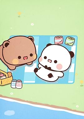 Cute Bear and Panda Picnic