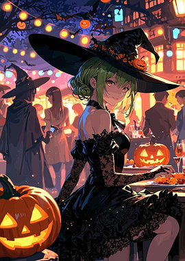 Anime Witch at Halloween Party