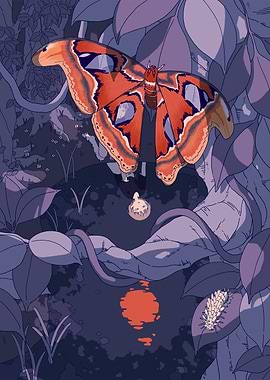 Atlas Moth in a Dreamy Forest