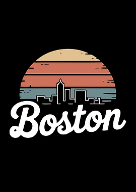 Retro Boston Skyline Illustration