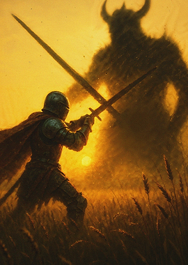 Knight versus Shadowy Horned Giant