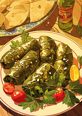 Dolma Dish with Appetizers and Drinks