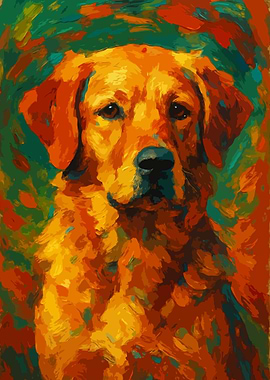 Golden Retriever Portrait Painting